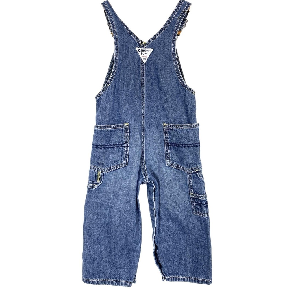 VTG 80's Oshkosh B'Gosh 18 Month Vestbak‎ Blue Denim Bib Jean Overalls Snap USA - Picture 4 of 9